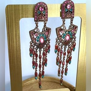 Joan Rivers vintage rose gold dangle earrings EUC